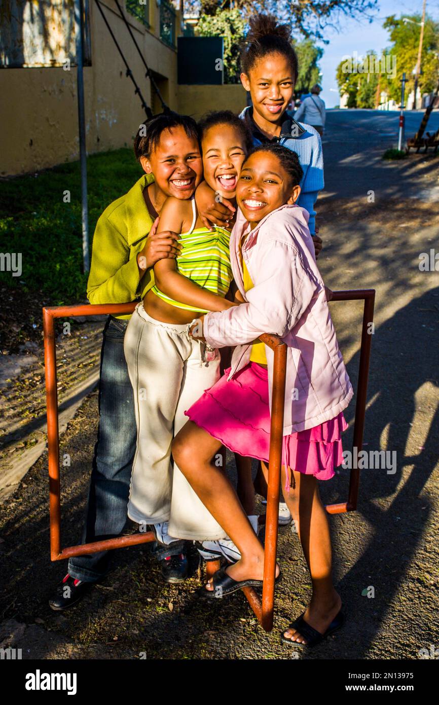 Girls playing, Oudtshoorn, South Africa, Western Cape, Africa Stock