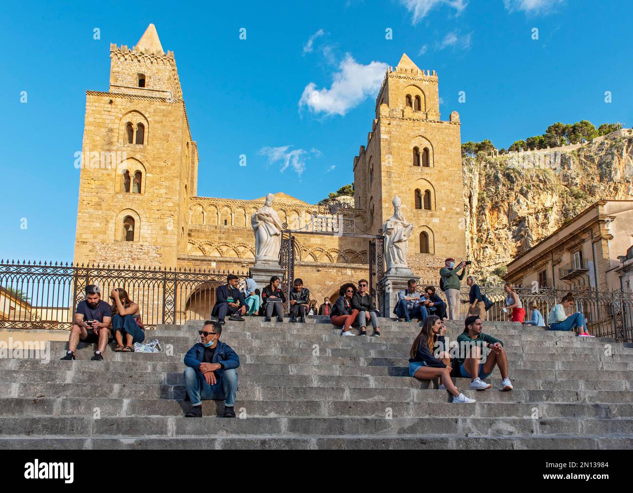 Cefalù Cathedral, Cefalu, Sicily, Italy, Europe Stock Photo