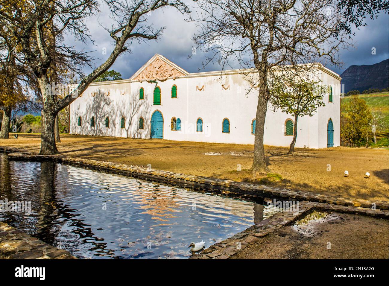 Aboveground wine cellar, gable designed by sculptorAnreith, Groot