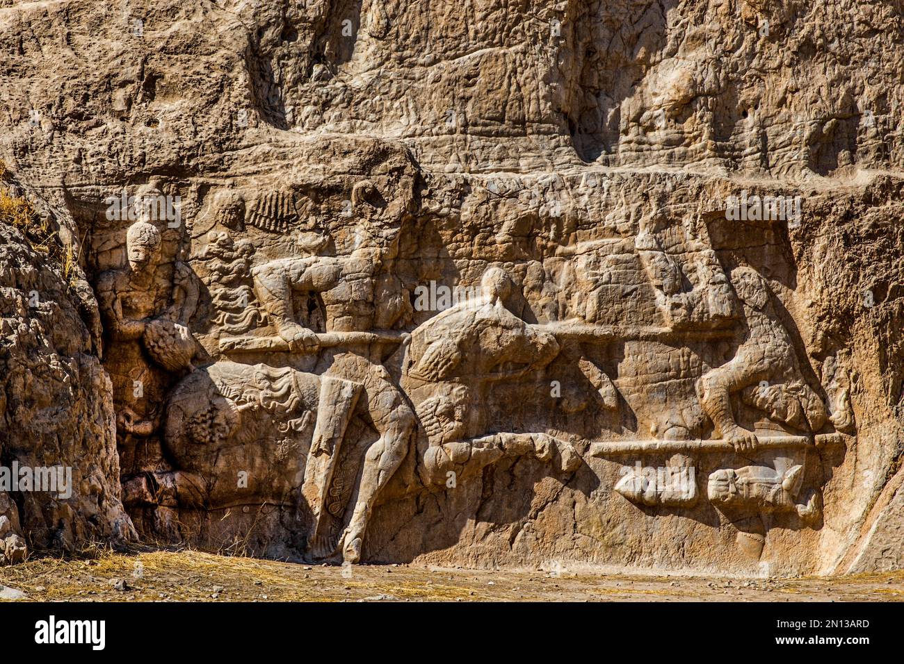 Equestrian victory of Hormozd II (A. D. 302-309), Naqsh-e Rostam, Rock tombs of the Great Kings, Naqsh-e Rostam, Iran, Asia Stock Photo
