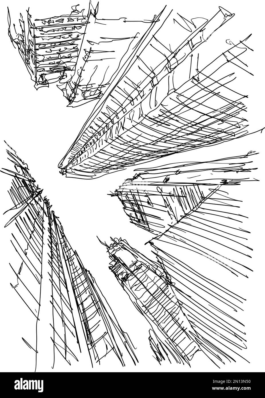 hand drawn architectural sketch of a modern abstract city architecture ...