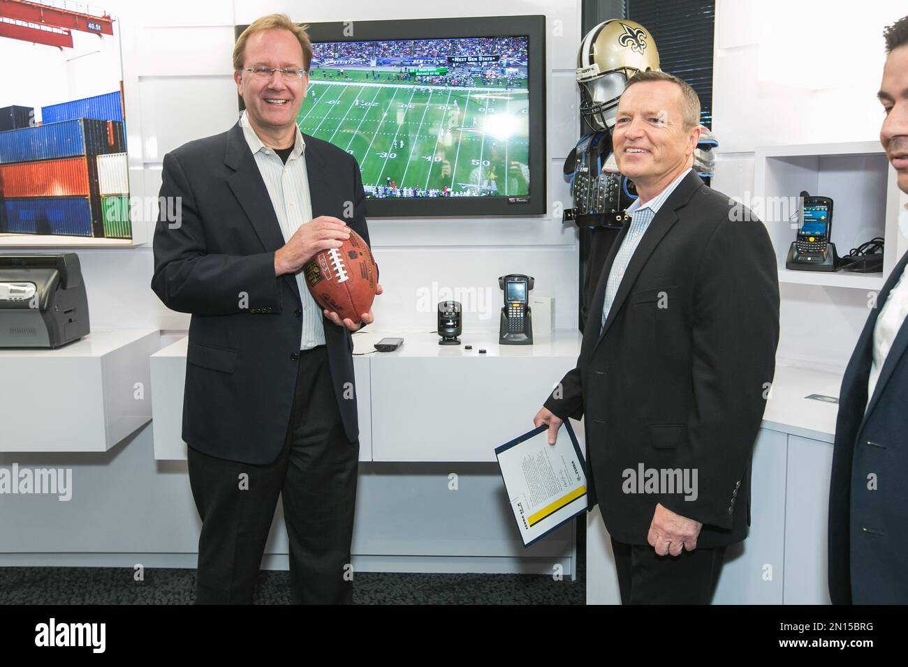 Zebra Technologies’ CEO Anders Gustafsson (left) attended the opening of the Zebra Experience