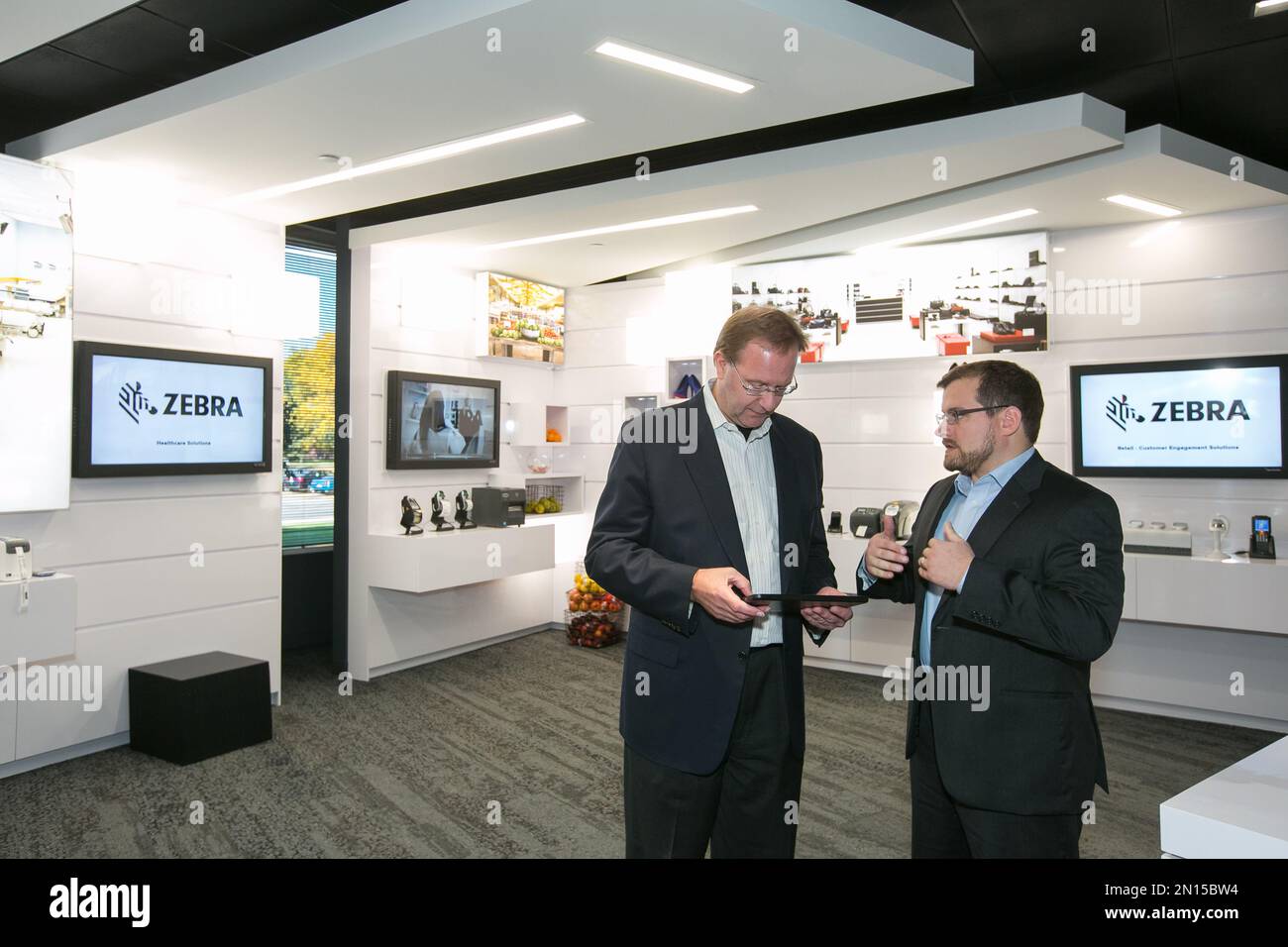 Zebra Technologies’ CEO Anders Gustafsson (left) attended the opening of the Zebra Experience