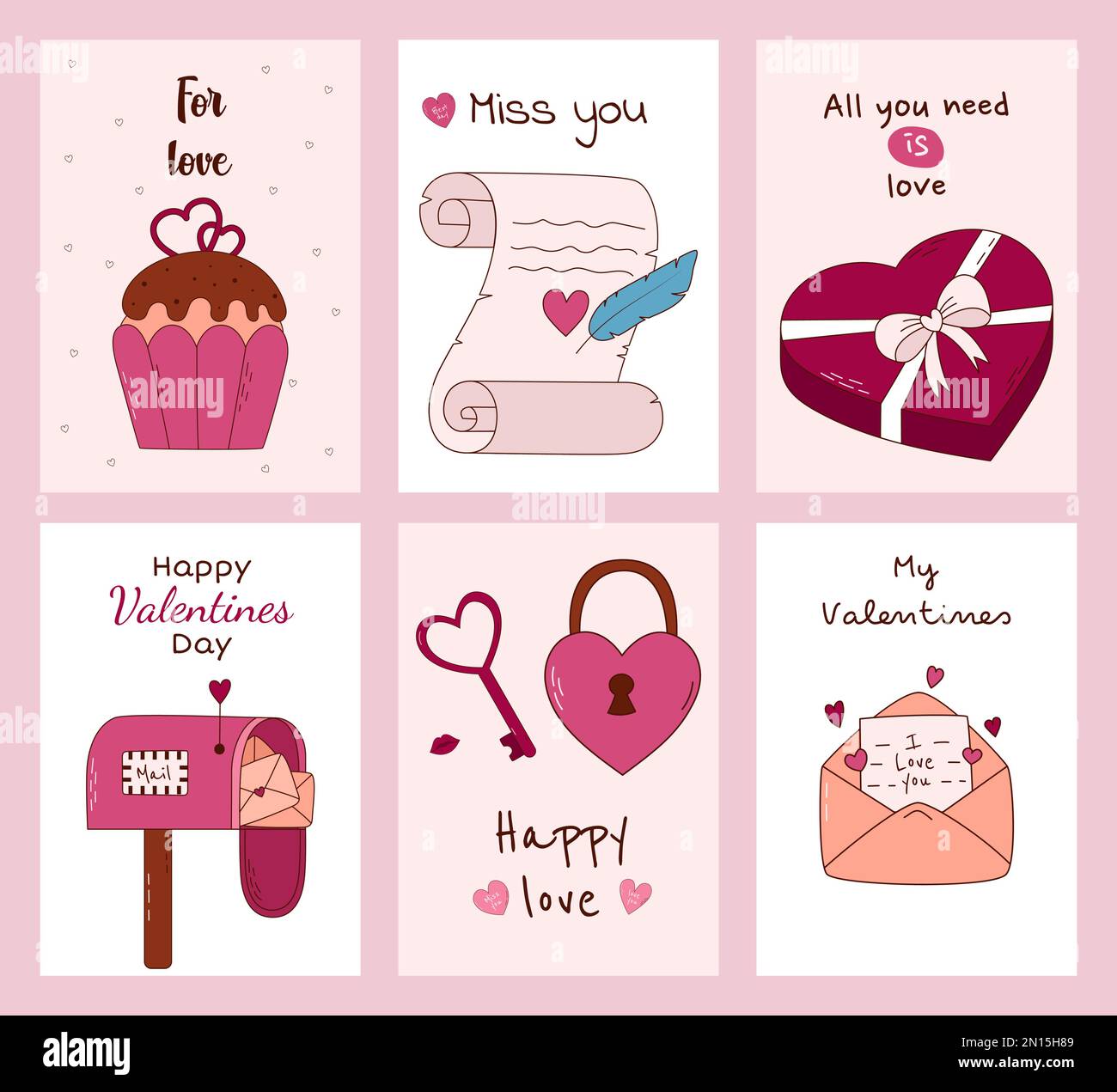Set of Valentine's Day greeting cards. Vector illustration Stock Vector ...