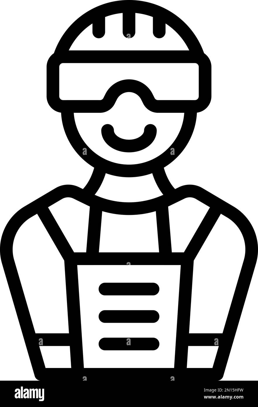 Paintball player icon outline vector. Gun mask. Target sport Stock