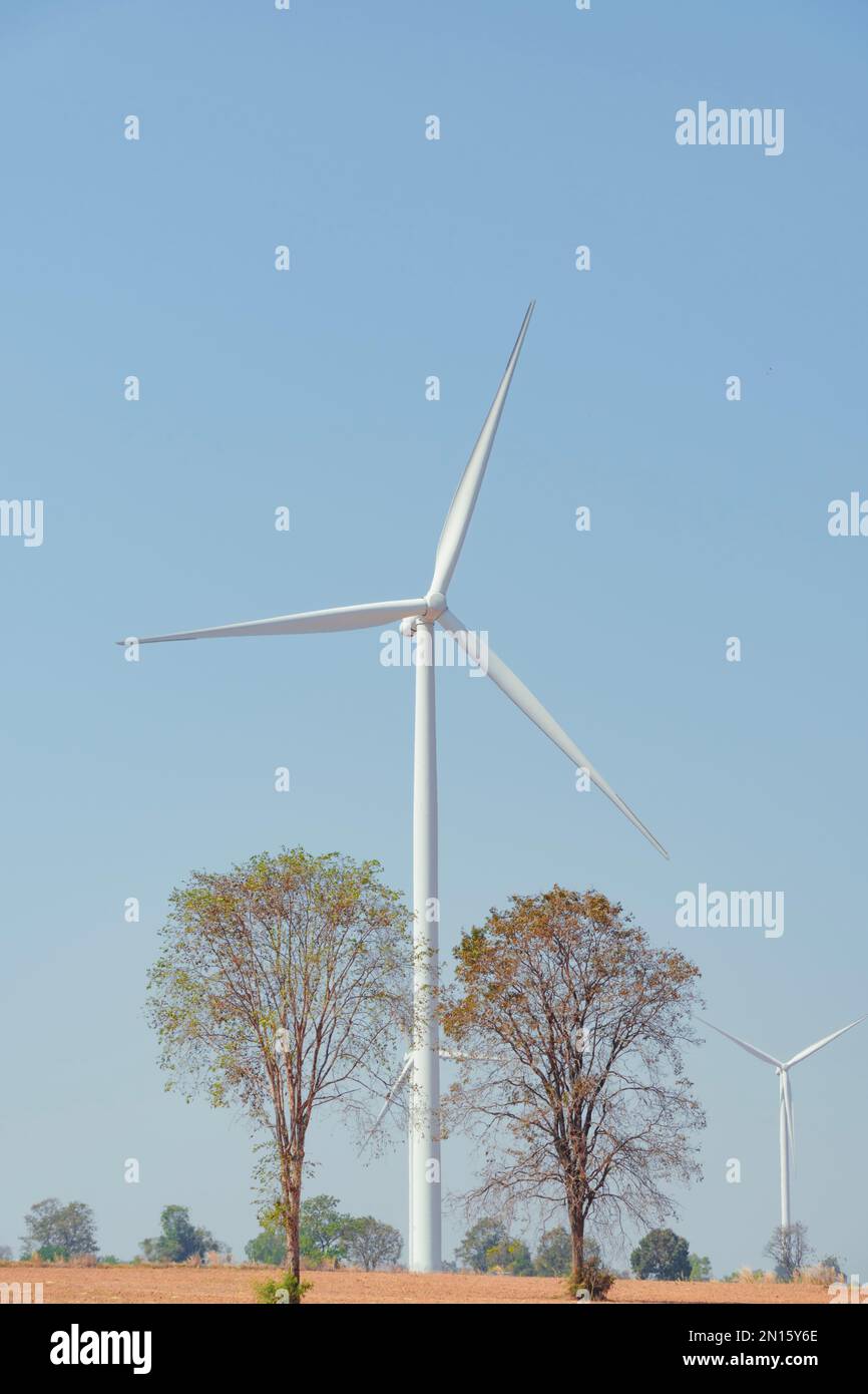 wind turbine Installed in the agricultural area on the hill. To produce