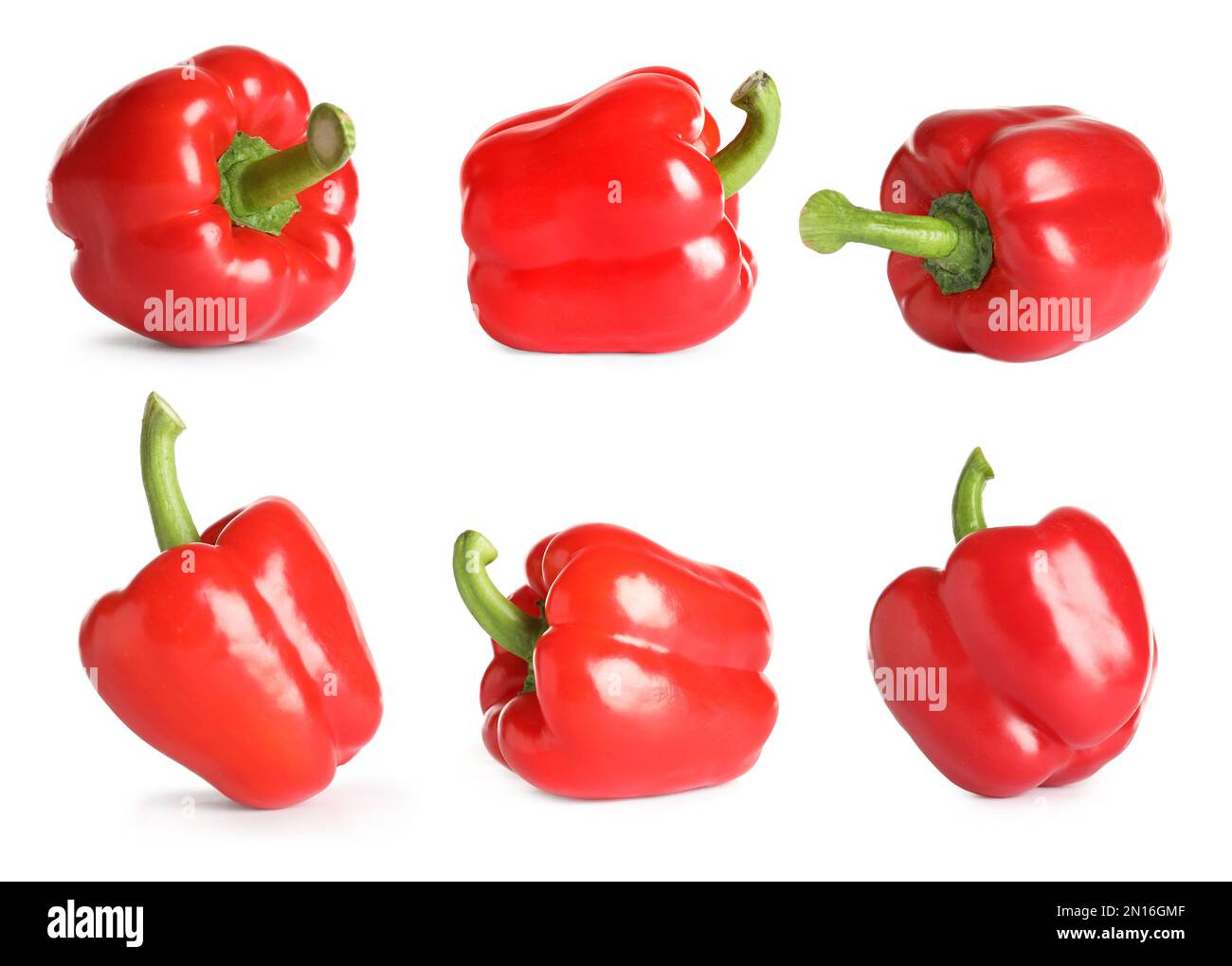 Set of red bell peppers on white background Stock Photo - Alamy