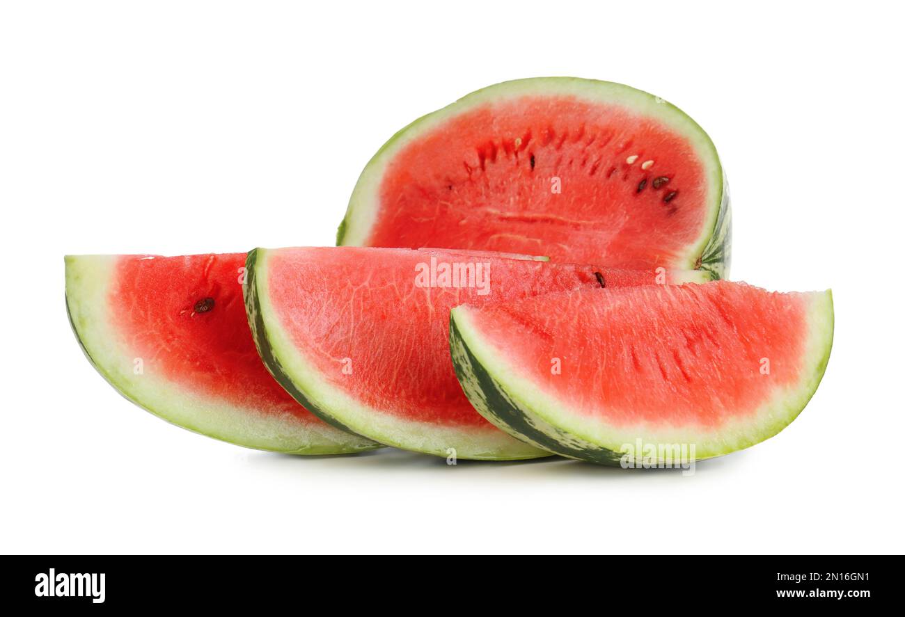 Delicious ripe cut watermelon isolated on white Stock Photo - Alamy