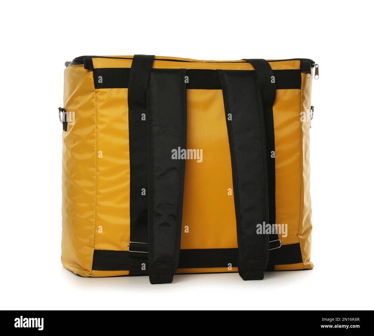 Modern yellow thermo bag isolated on white Stock Photo Alamy