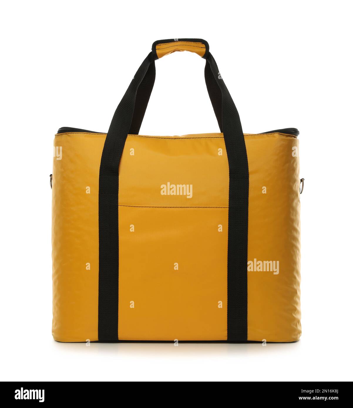 Modern yellow thermo bag isolated on white Stock Photo Alamy