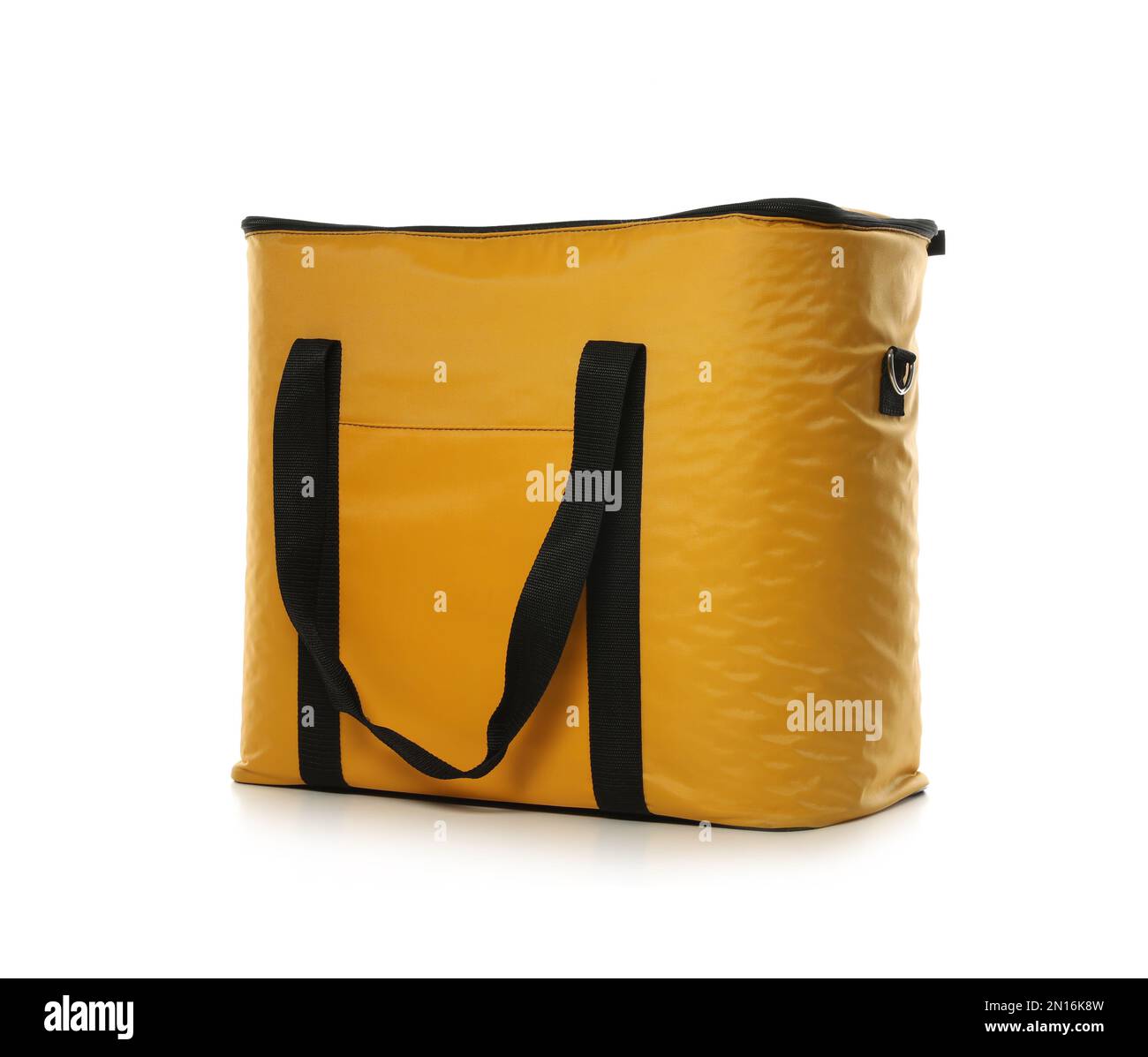 Modern yellow thermo bag isolated on white Stock Photo Alamy