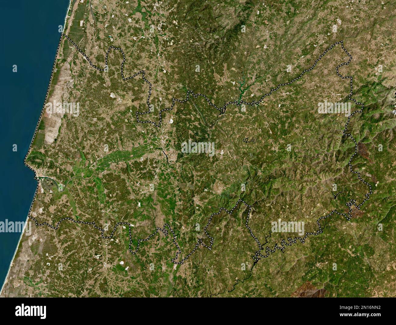 Coimbra, district of Portugal. High resolution satellite map Stock Photo