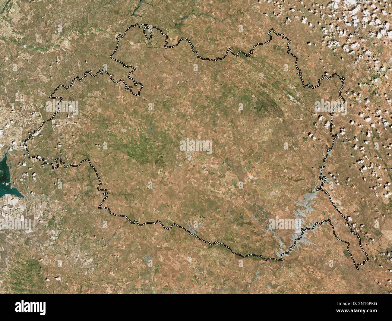 Evora, district of Portugal. Low resolution satellite map Stock Photo