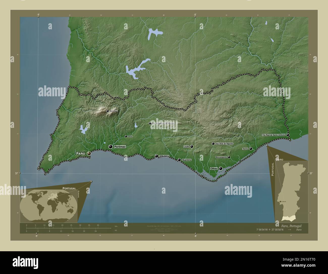 Physical Location Map of Algarve