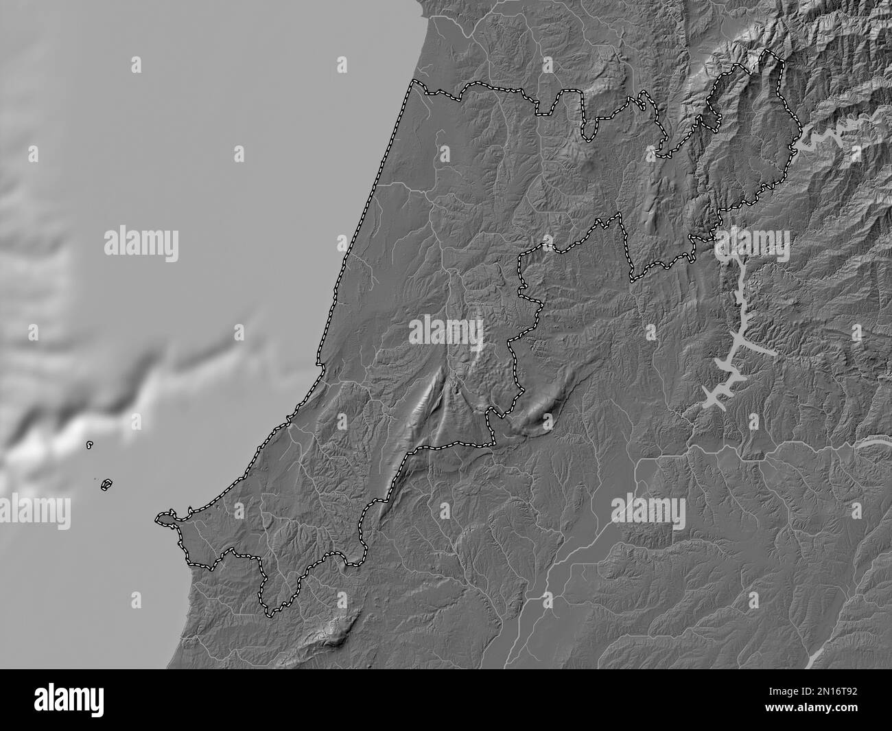 Caldas da rainha portugal map hi res - Leiria District Of Portugal Bilevel Elevation Map With Lakes And Rivers 2N16T92