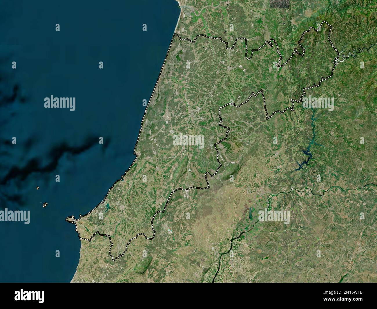 Leiria, district of Portugal. High resolution satellite map Stock Photo