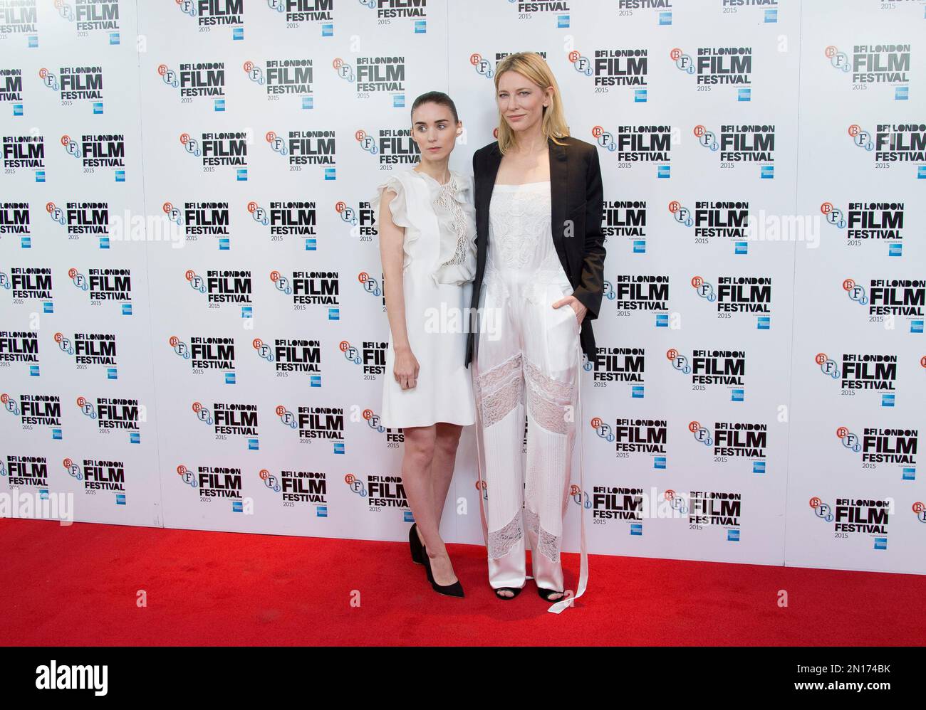 Actors Rooney Mara Left And Cate Blanchett Pose For Photographers Upon