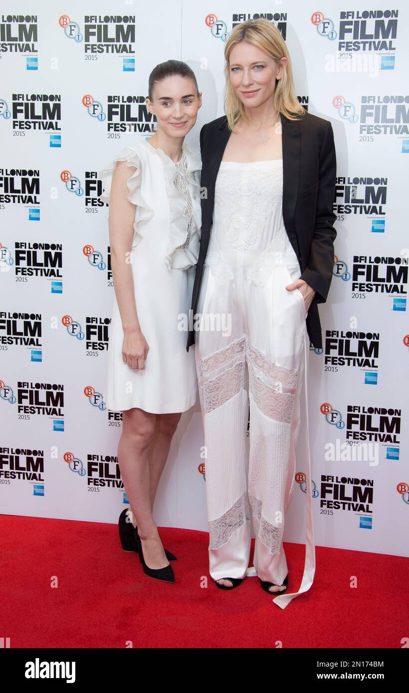 Actors Rooney Mara Left And Cate Blanchett Pose For Photographers Upon