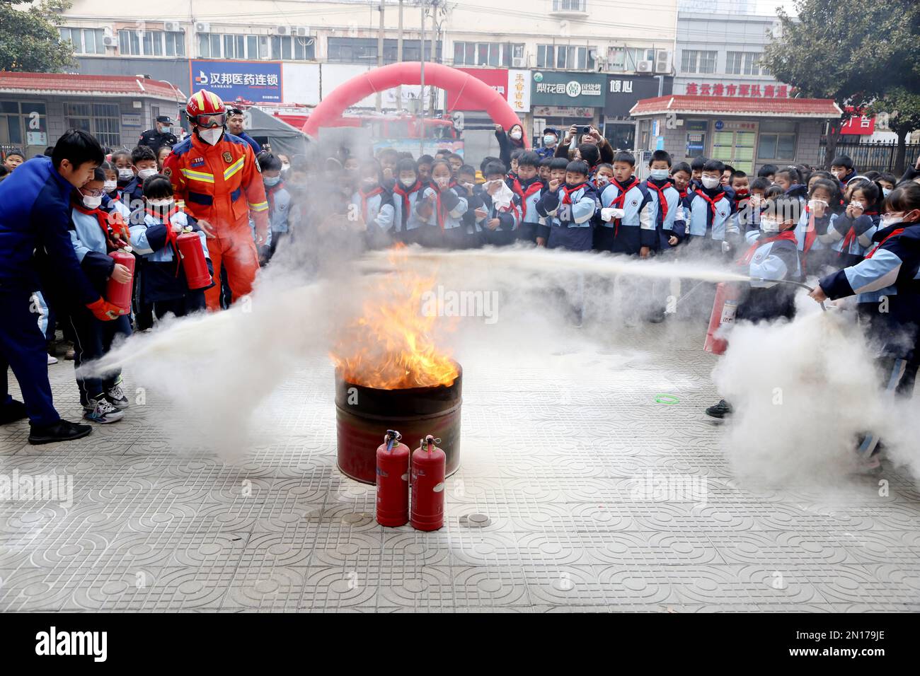 LIANYUNGANG, CHINA - FEBRUARY 6, 2023 - Fire rescue workers teach ...