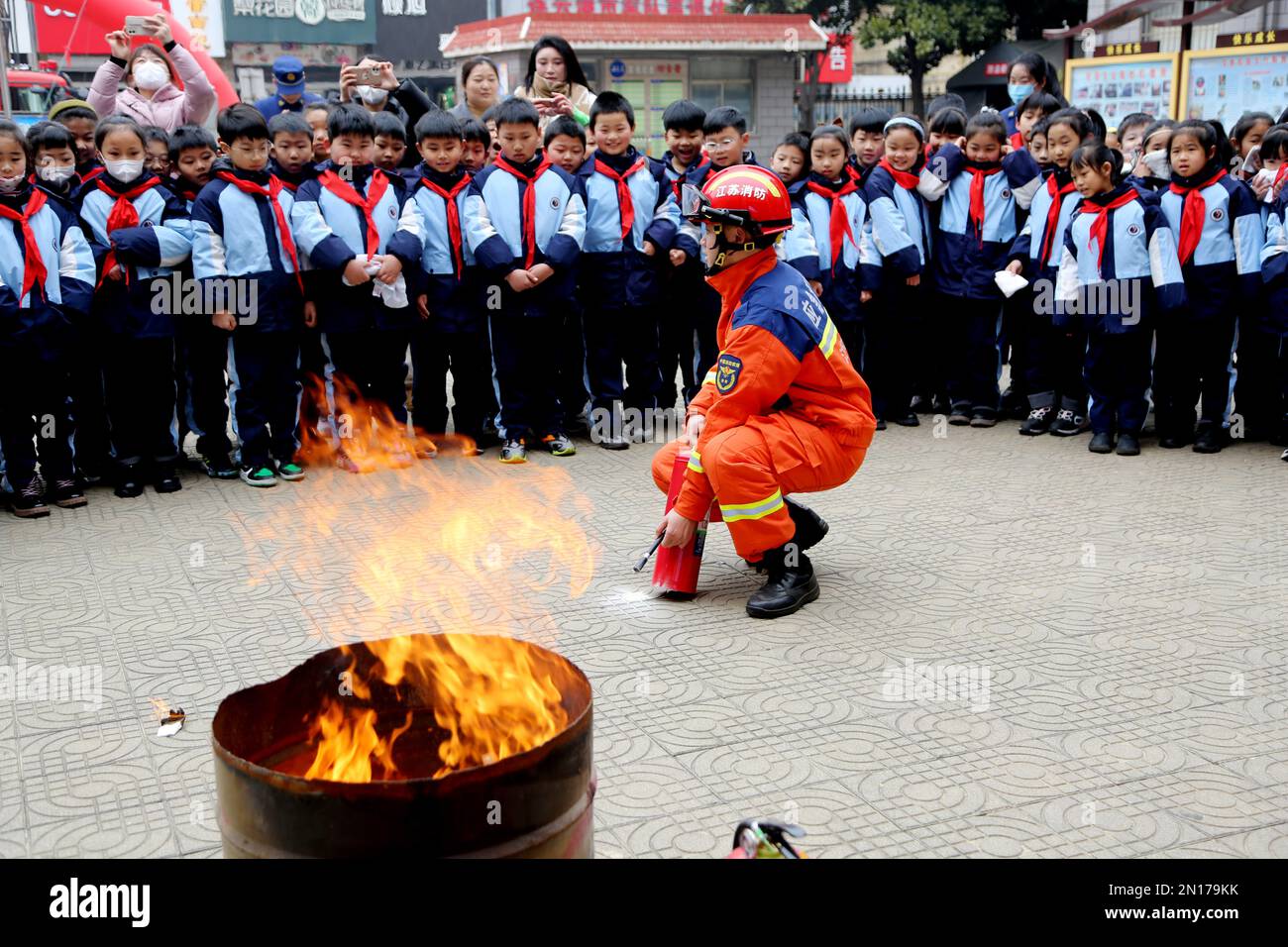 LIANYUNGANG, CHINA - FEBRUARY 6, 2023 - Fire rescue workers teach ...