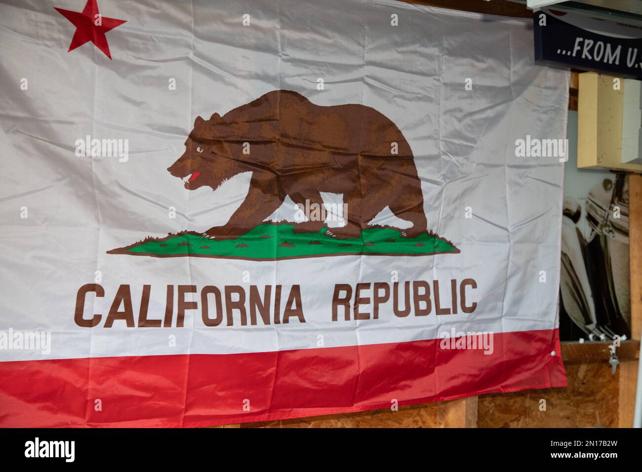 Californian flag California Republic flag with grizzly bear Stock Photo Alamy
