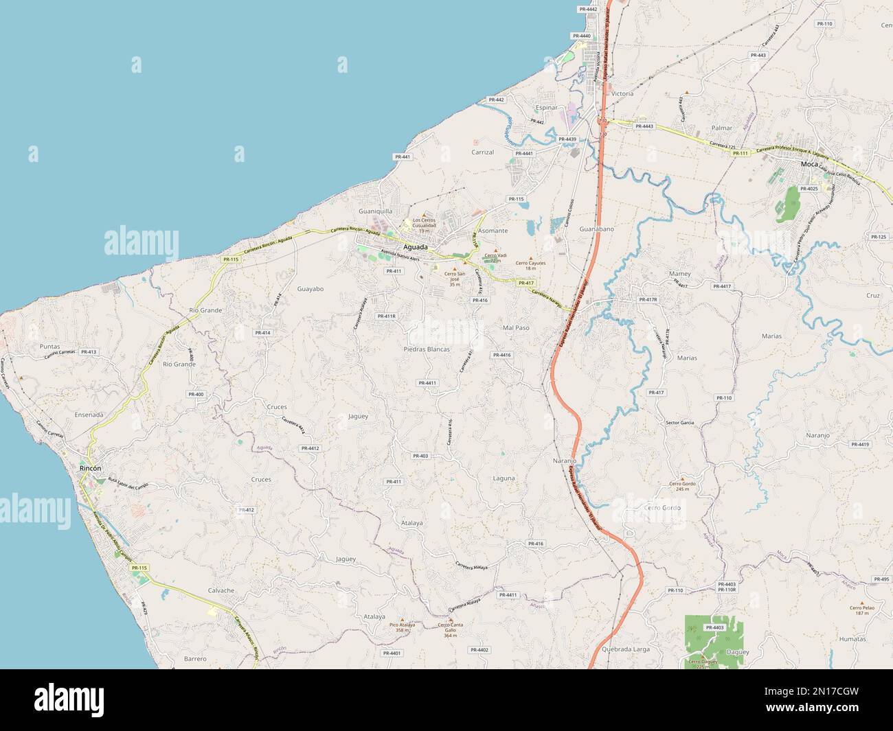 Open Street Map of Aguada, Puerto Rico