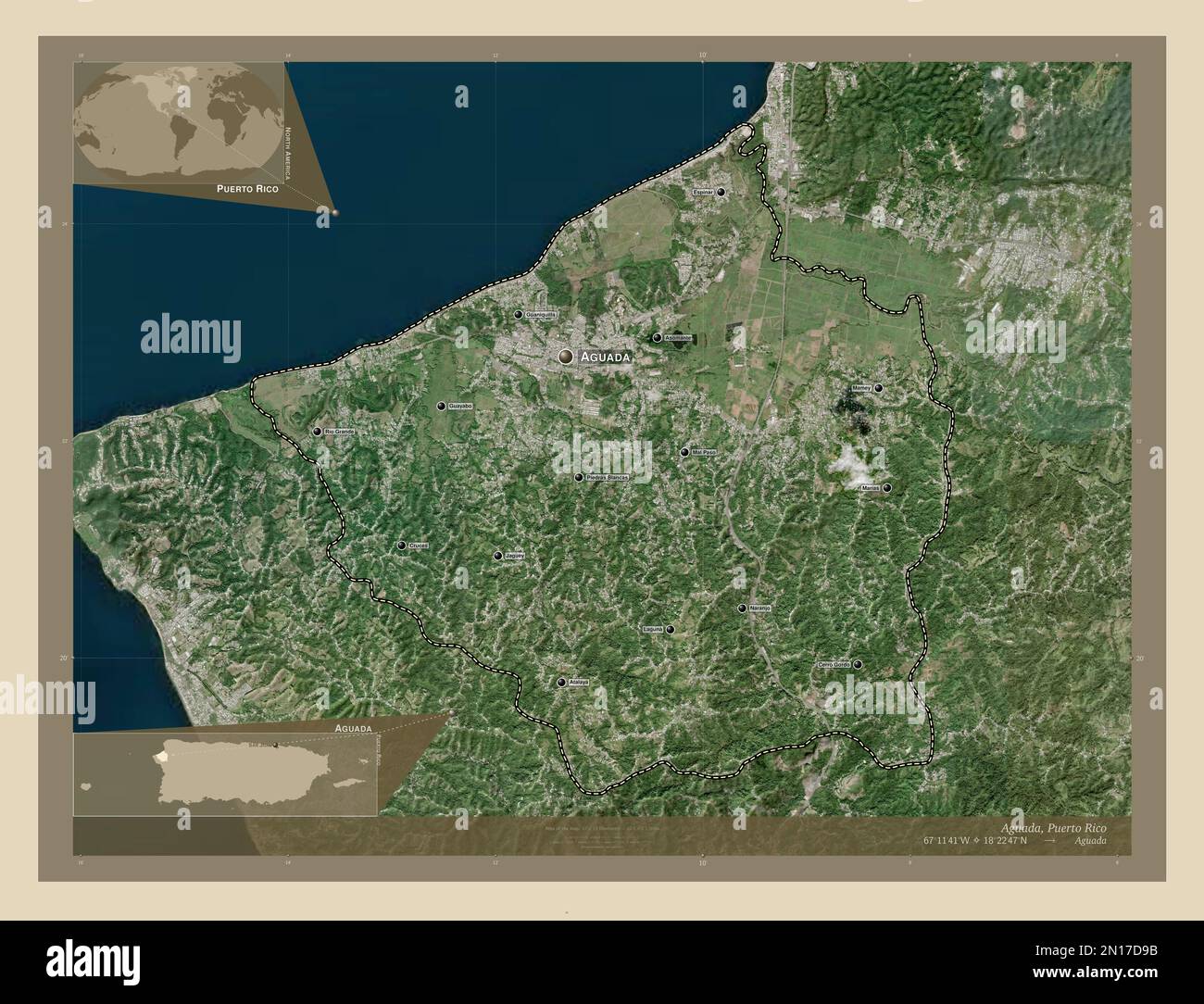 High Resolution Satellite Map of Aguada, Puerto Rico