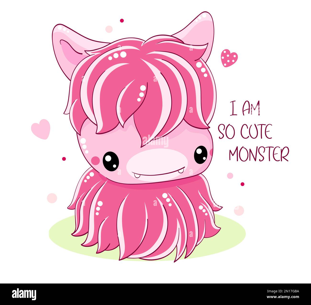 Square card with cute baby monster. Inscription I am so cute monster. Can be used for t-shirt print, invitations, birthday greeting card. Vector illus Stock Photo