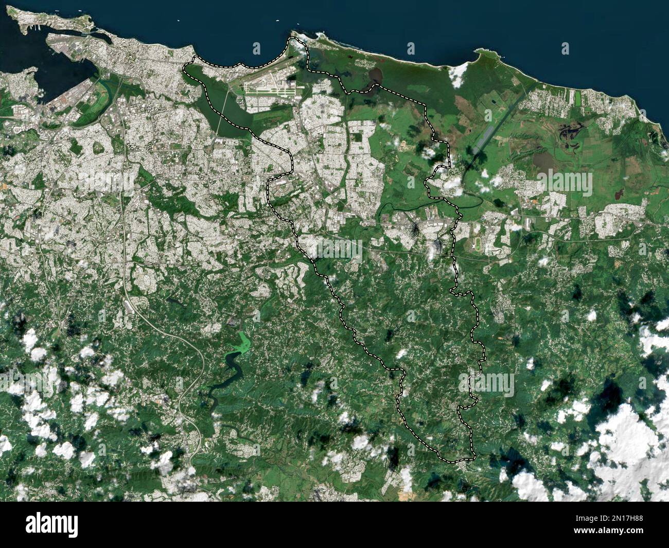 Carolina, municipality of Puerto Rico. Low resolution satellite map Stock Photo