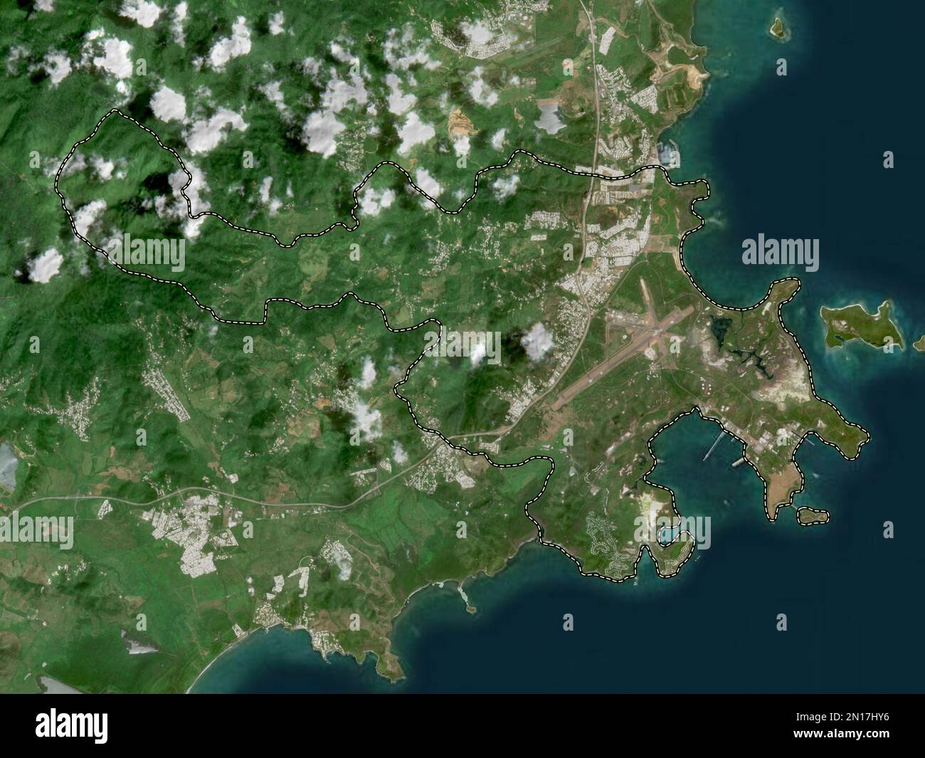 Ceiba, municipality of Puerto Rico. Low resolution satellite map Stock Photo
