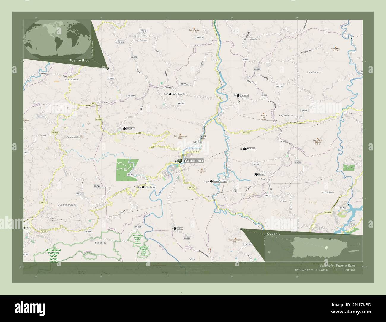 Comerio, municipality of Puerto Rico. Open Street Map. Locations and ...