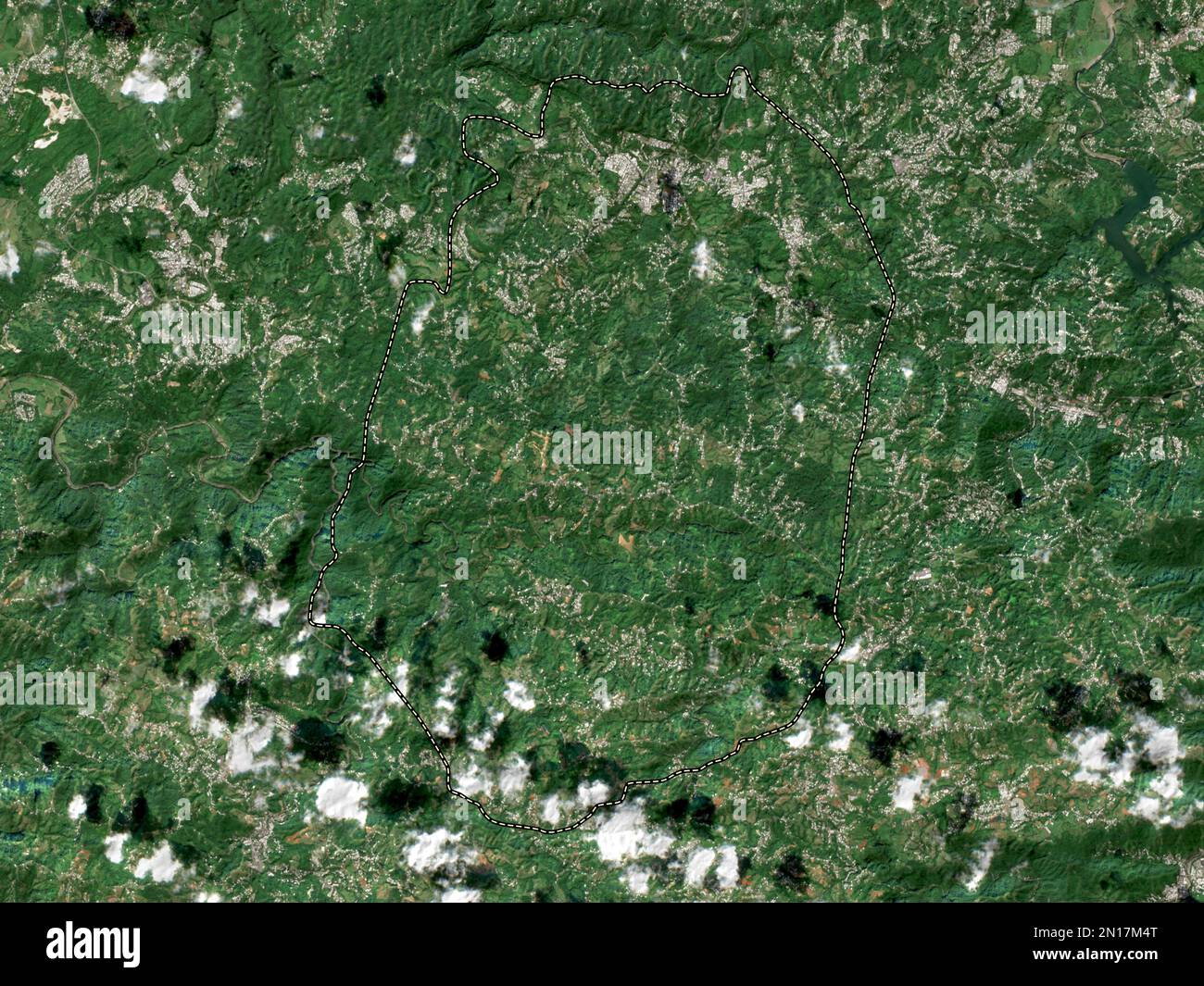 Corozal, municipality of Puerto Rico. Low resolution satellite map