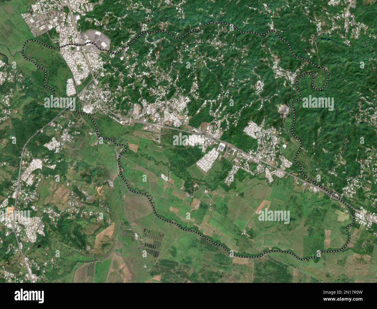 Hormigueros, municipality of Puerto Rico. Low resolution satellite map