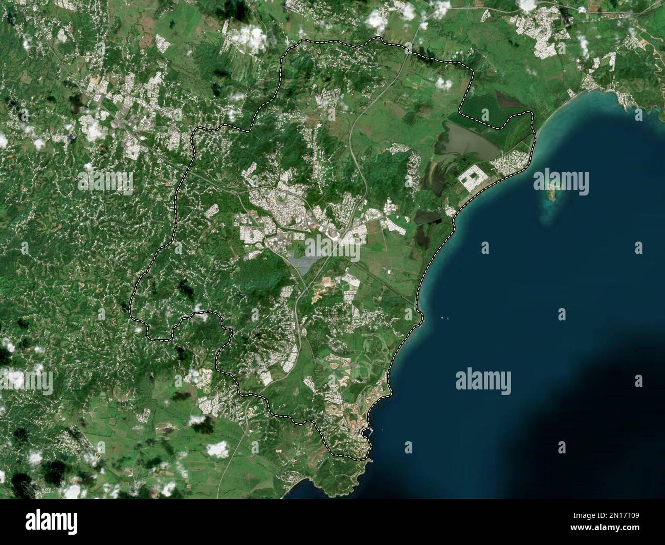 Humacao, municipality of Puerto Rico. Low resolution satellite map Stock Photo