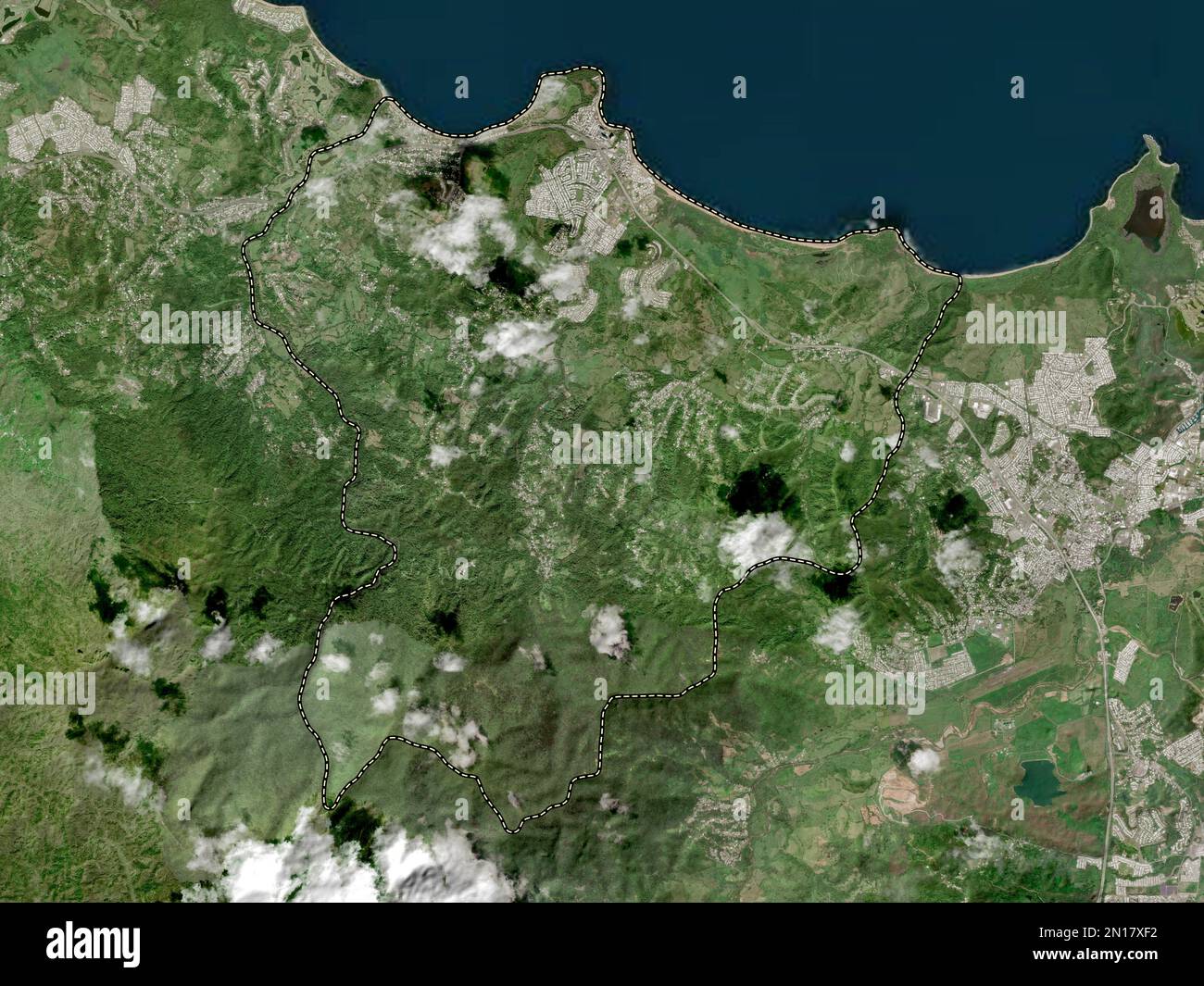 Luquillo, municipality of Puerto Rico. High resolution satellite map Stock Photo