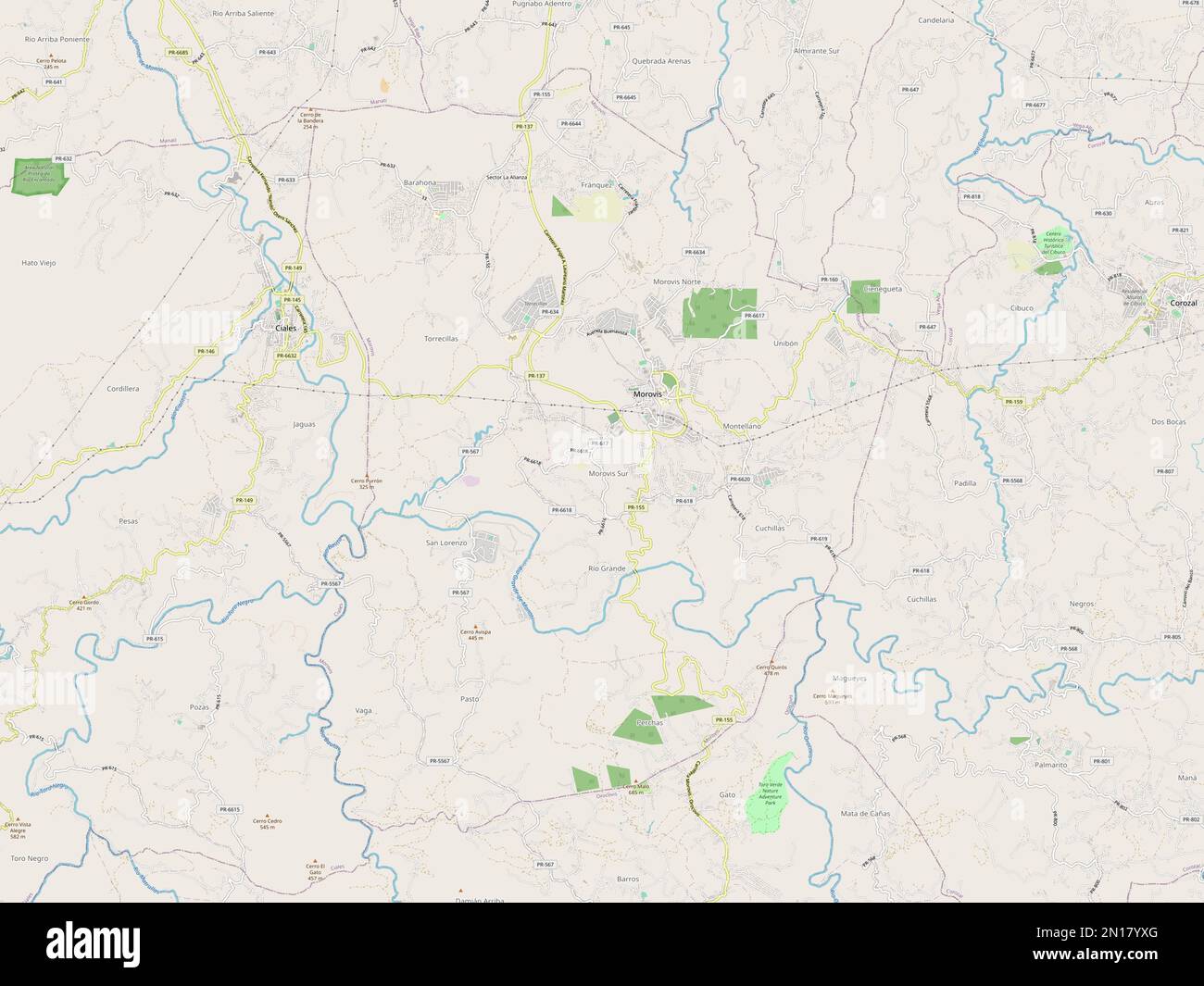 Morovis, municipality of Puerto Rico. Open Street Map Stock Photo Alamy