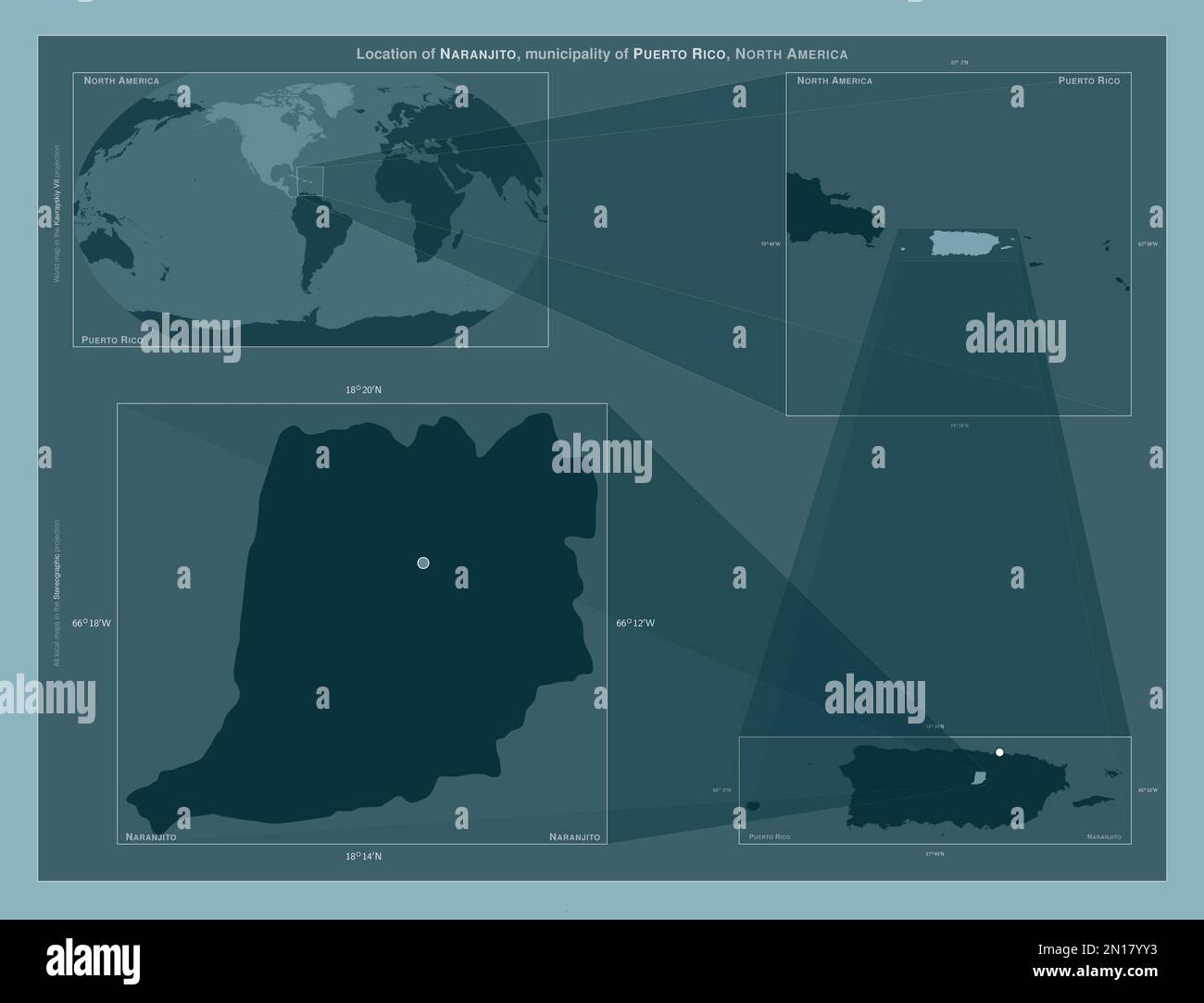 Naranjito, municipality of Puerto Rico. Diagram showing the location of