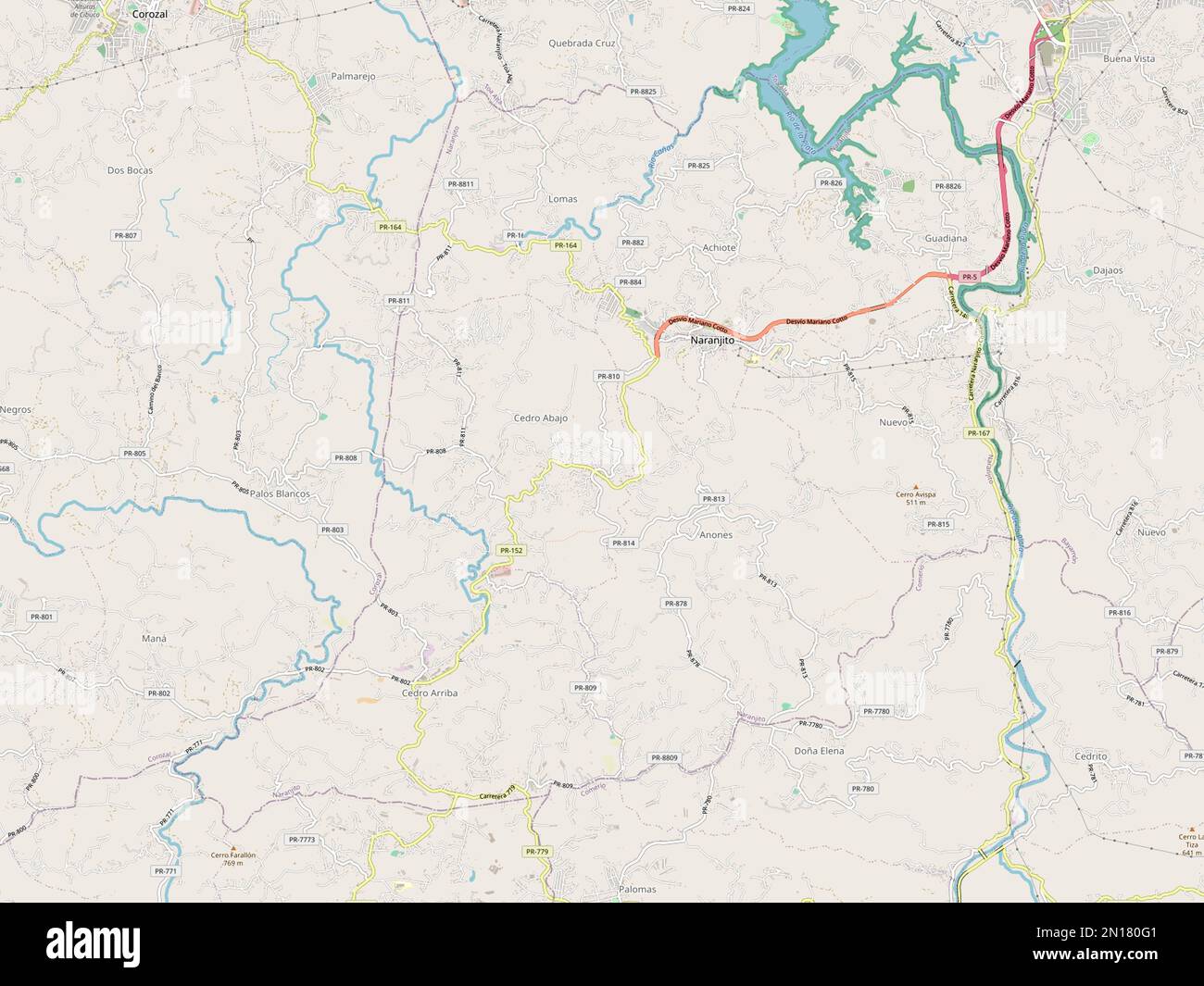 Naranjito, municipality of Puerto Rico. Open Street Map Stock Photo Alamy