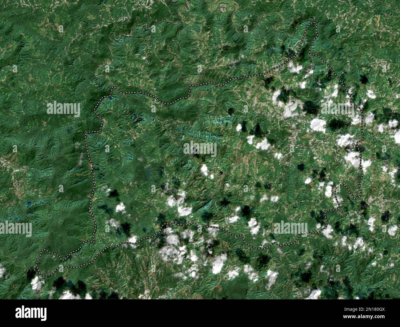 Orocovis, municipality of Puerto Rico. Low resolution satellite map Stock Photo