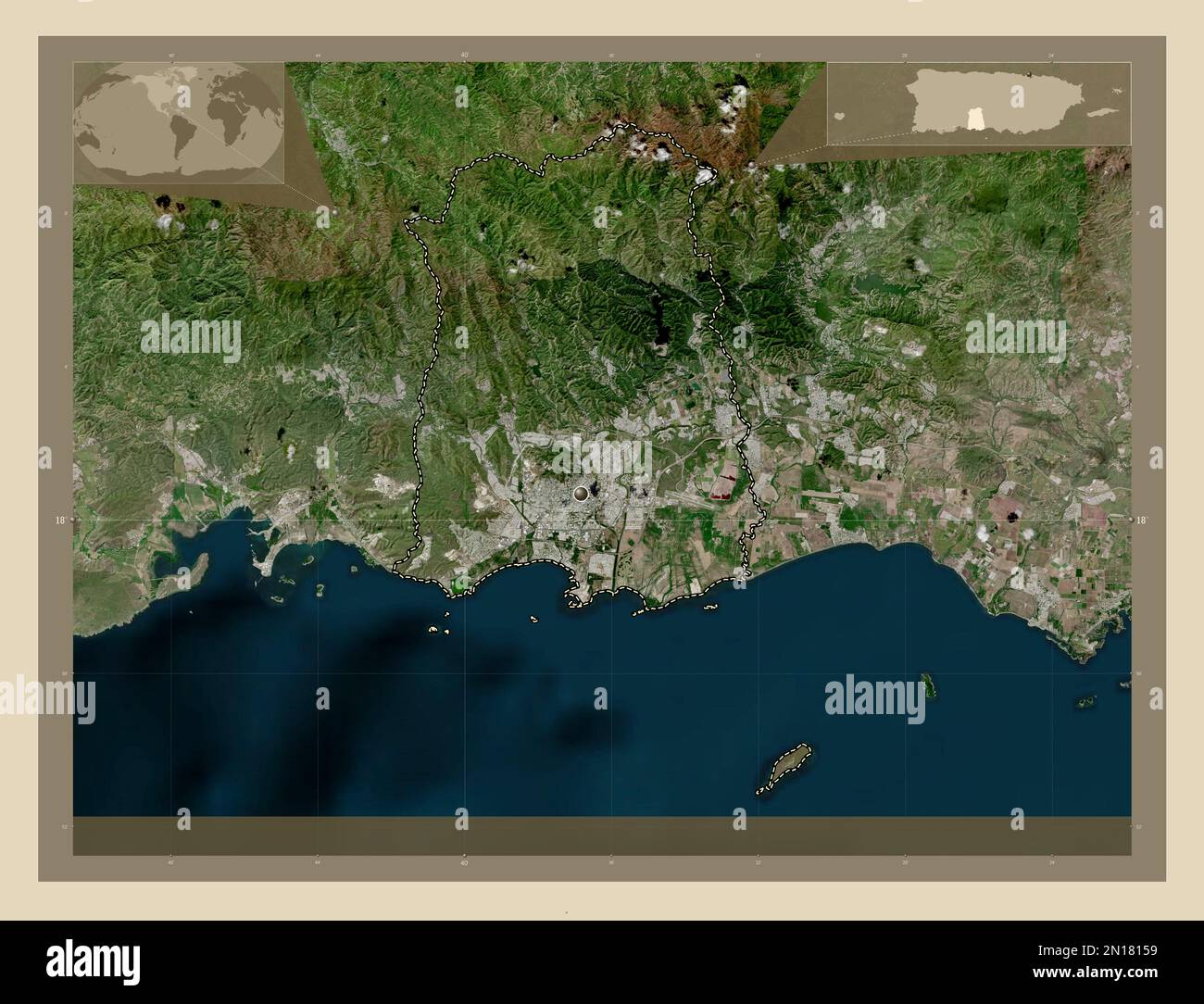 Ponce Map Vector Ponce, municipality of Puerto Rico. High resolution satellite map ...