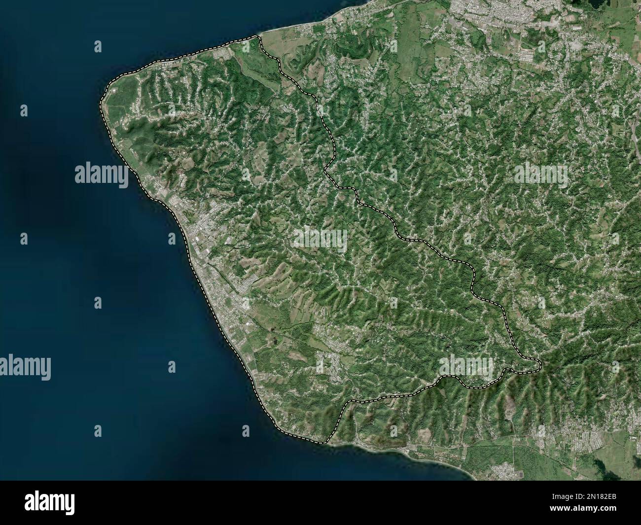 Rincon, municipality of Puerto Rico. High resolution satellite map Stock Photo