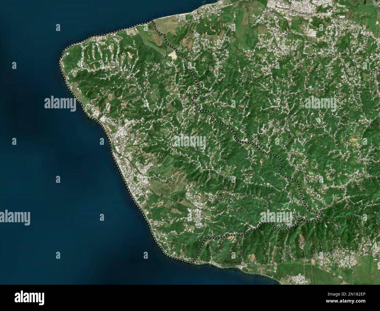 Rincon, municipality of Puerto Rico. Low resolution satellite map Stock Photo