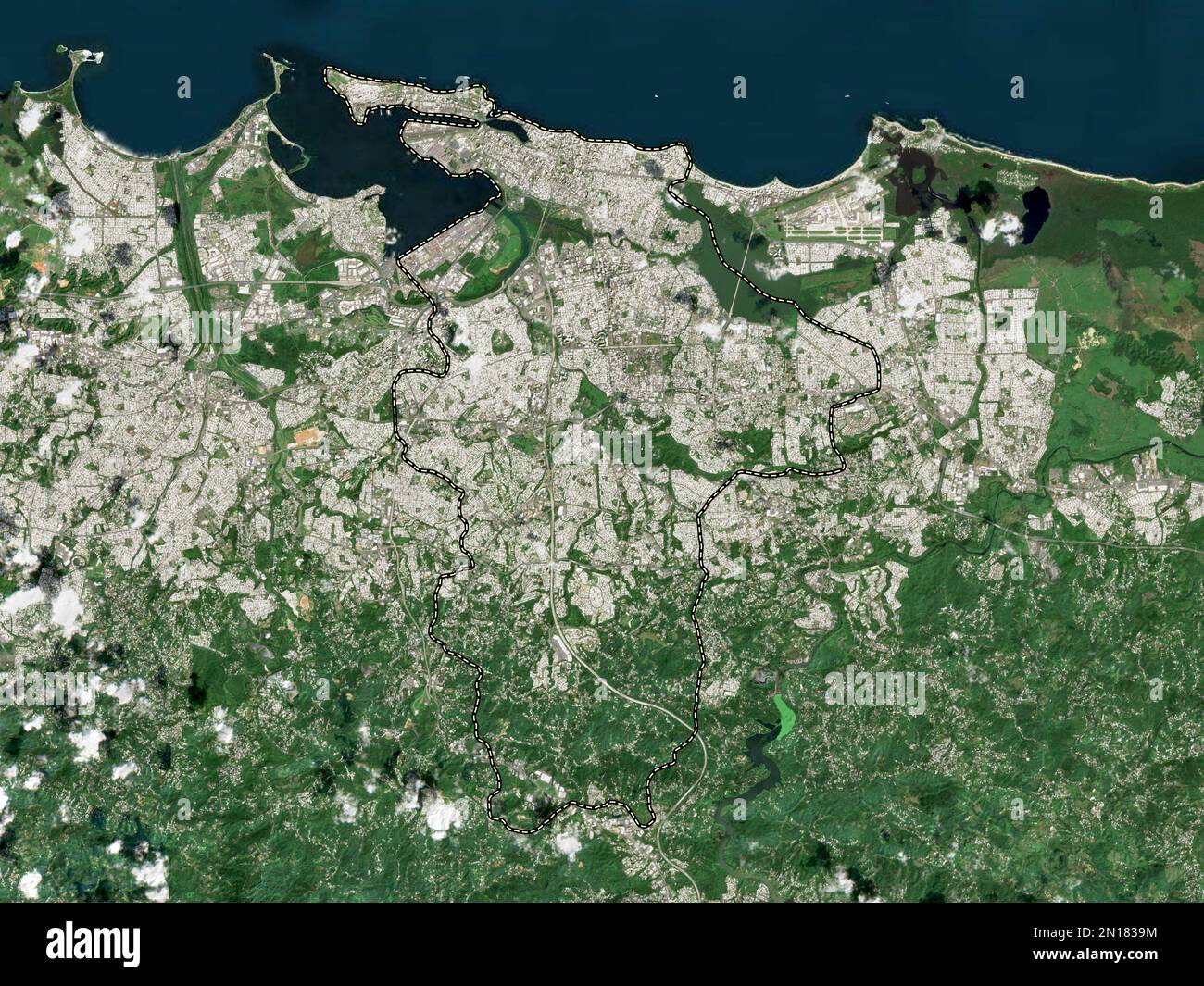 San Juan, municipality of Puerto Rico. Low resolution satellite map Stock Photo