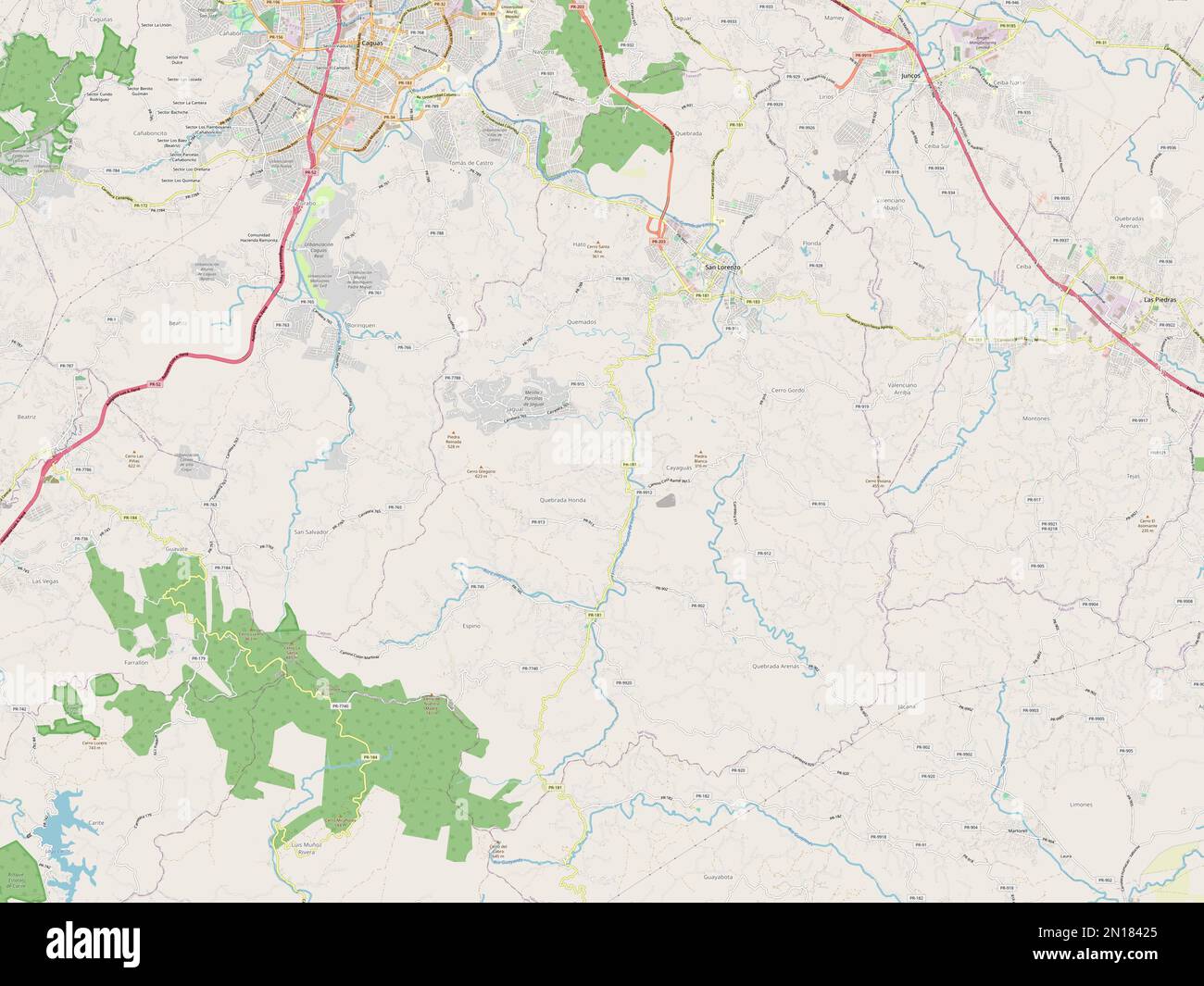 San Lorenzo, municipality of Puerto Rico. Open Street Map Stock Photo Alamy
