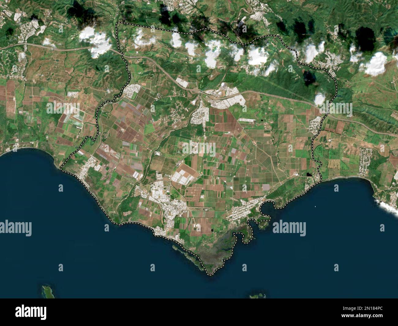 Santa Isabel, municipality of Puerto Rico. Low resolution satellite map Stock Photo