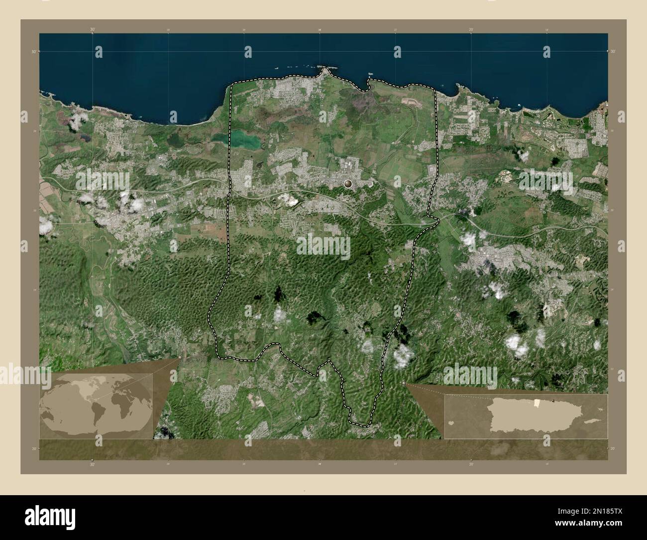 Vega Baja, municipality of Puerto Rico. High resolution satellite map