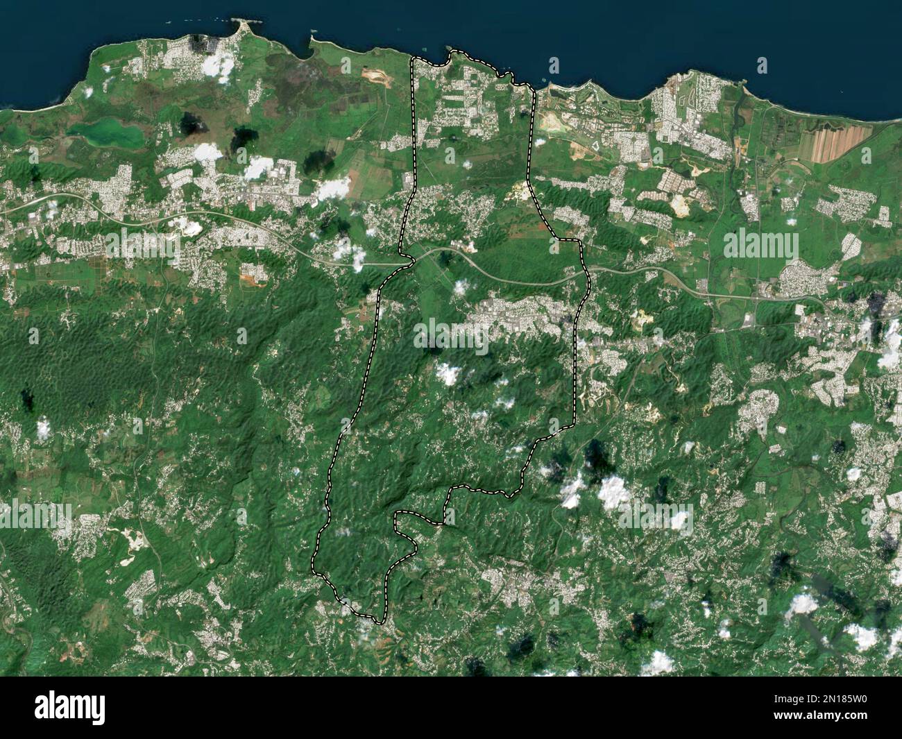 Vega Alta, municipality of Puerto Rico. Low resolution satellite map