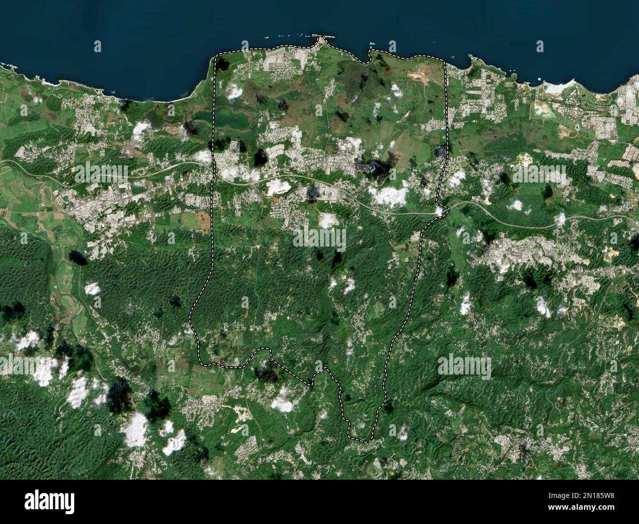 Vega Baja, municipality of Puerto Rico. Low resolution satellite map
