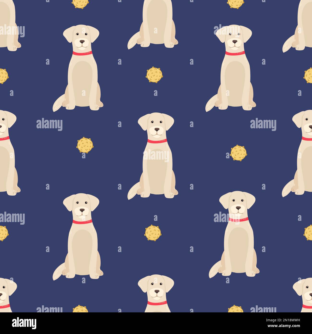 Golden retriever dogs in different poses and coat colors. Seamless