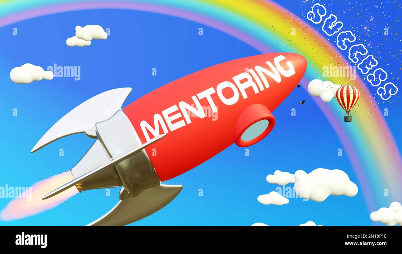 Mentoring Lead To Achieving Success In Business And Life. Cartoon ...